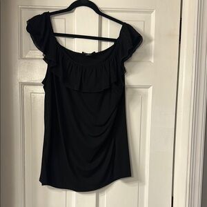 WHBM Black Ruffle Blouse